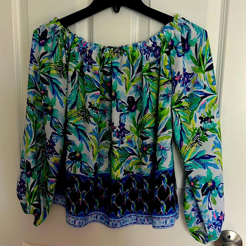 Lilly Pulitzer off the shoulder blouse.
